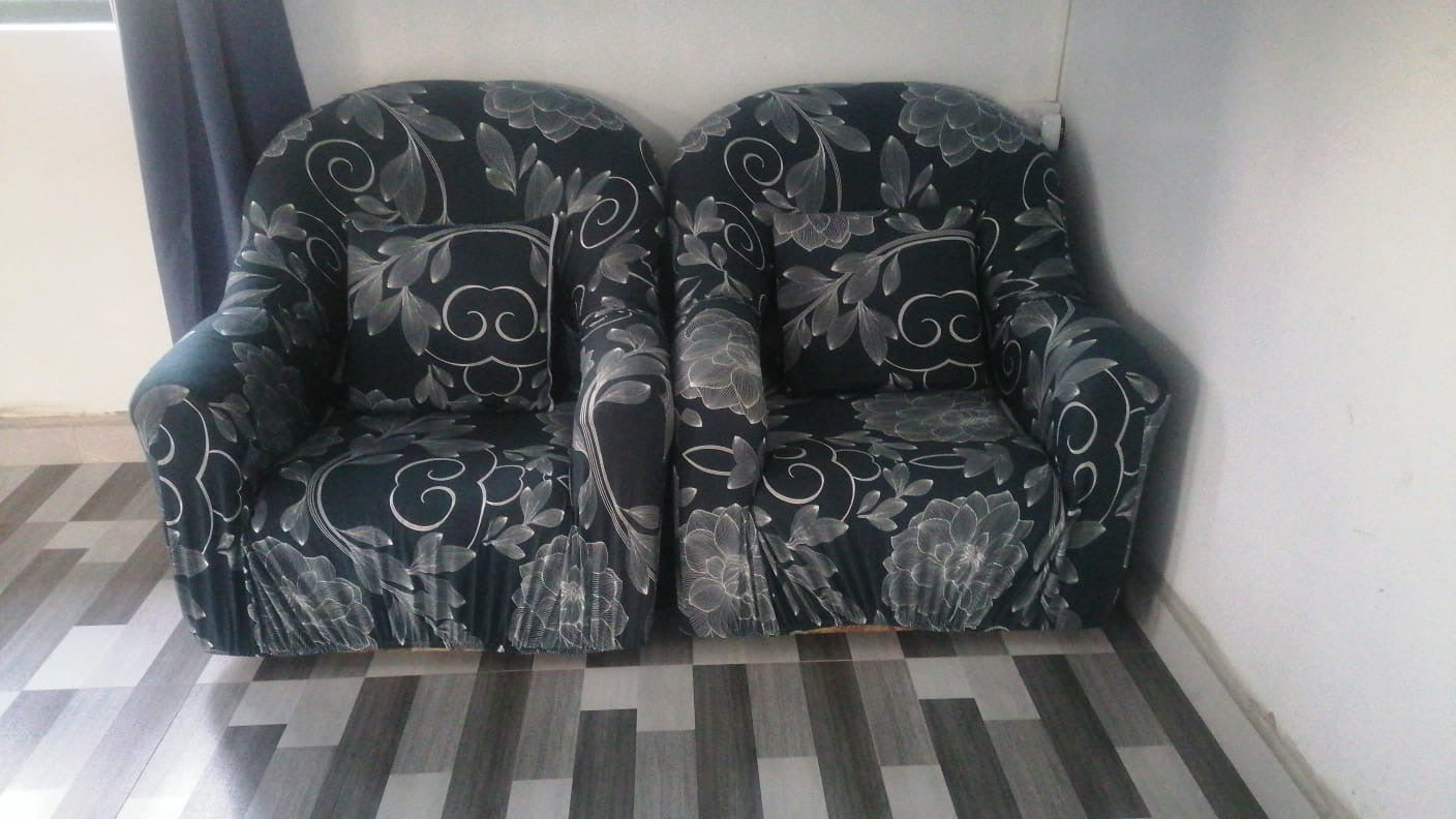 Sofa Cover - Flowery Dark blue