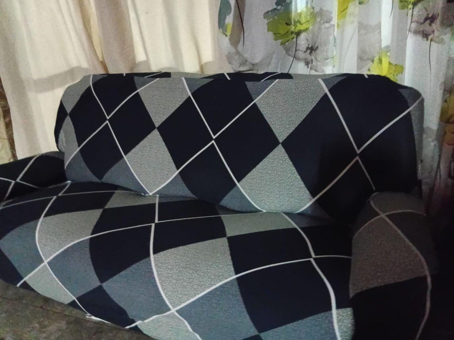 Sofa Cover - Black Grey Mosaic (New)