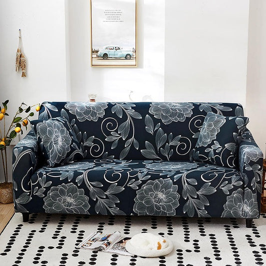 Sofa Cover - Flowery Dark blue