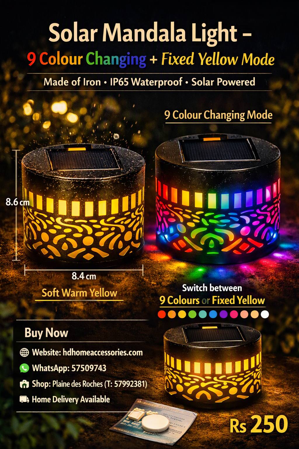 Solar Mandala Light - 2 lighting modes