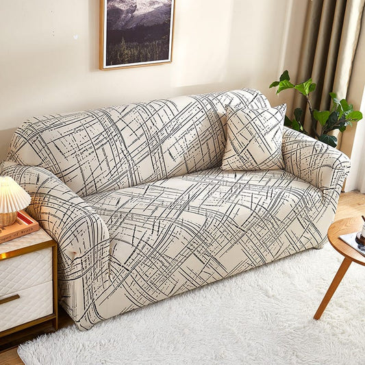 Sofa Cover - Beige with black lines